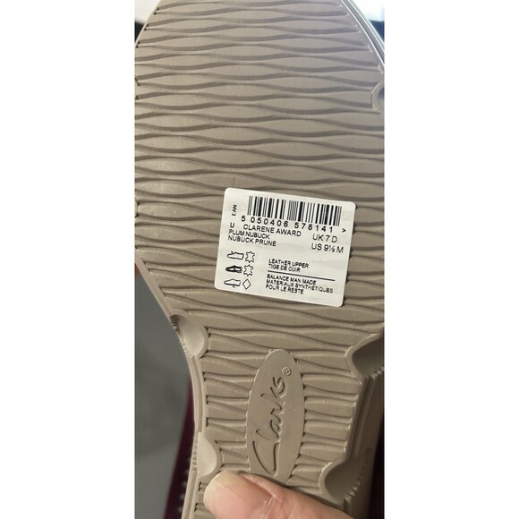 Clarks Clarene Award Womens 9.5M Plum Purple Nubuck Leather Wedge Sandal - Picture 16 of 16